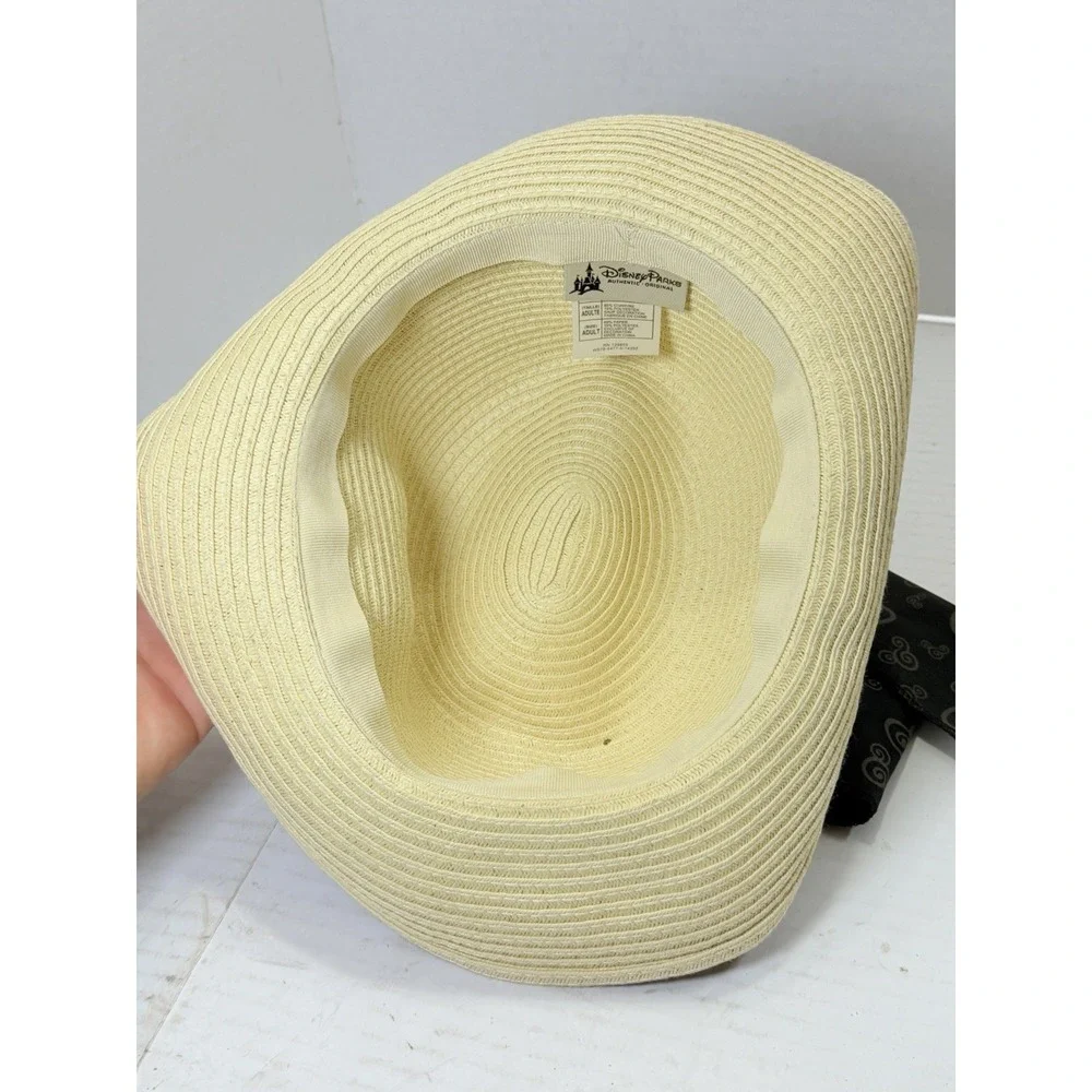 Disney Parks Adult Straw Hat Scarf Band Cream Paper Blend Sun‎ Hat